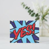 YES Fun Retro Comic Buch Pop Ankündigungspostkarte (Stehend Vorderseite)