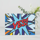 YES Fun Retro Comic Pop Kunst Einladung (Stehend Vorderseite)