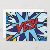 YES Fun Retro Comic Pop Kunst Einladung (Vorne/Hinten)
