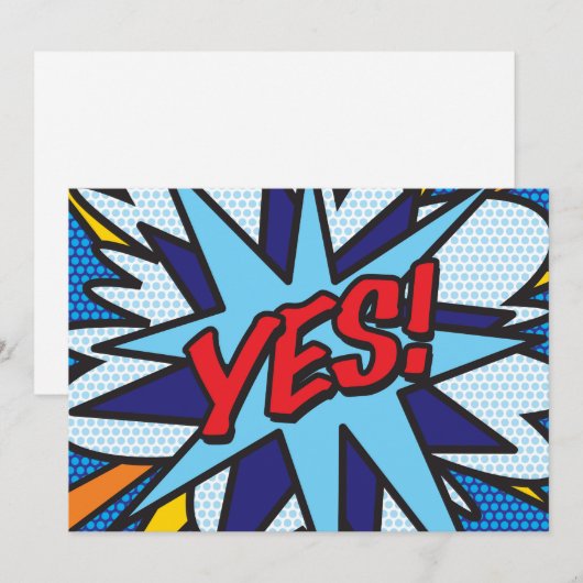 YES Fun Retro Comic Pop Kunst Einladung (Vorne/Hinten)