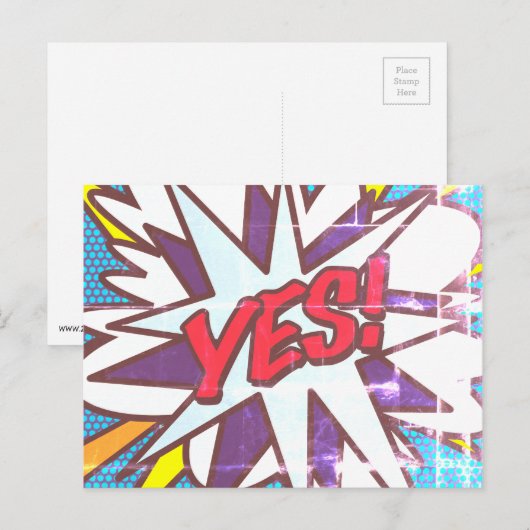 YES Fun Retro Comic Pop Kunst Postkarte (Vorne/Hinten)