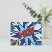 YES Fun Retro Comic Pop Kunst Postkarte (Stehend Vorderseite)