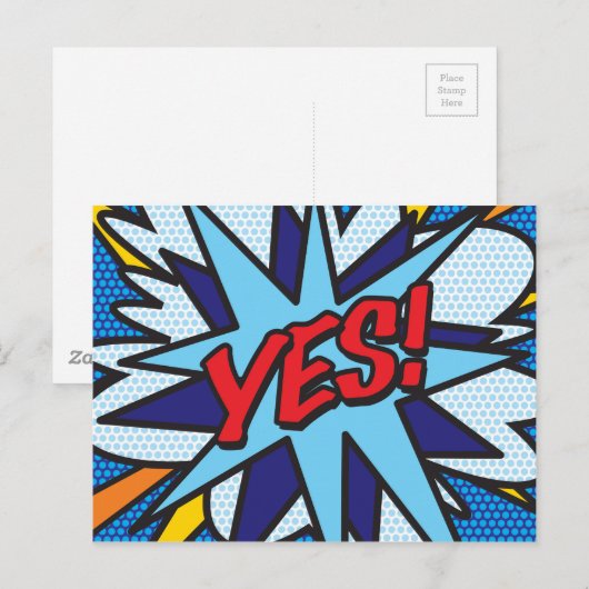 YES Fun Retro Comic Pop Kunst Postkarte (Vorne/Hinten)