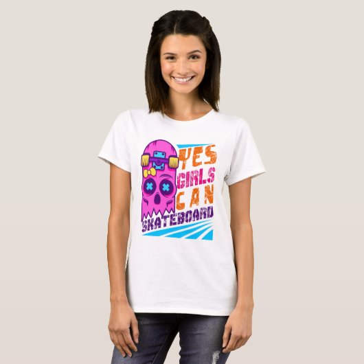 Yes Girls Can Skateboard Skateboarding Skateboard T-Shirt (Vorne ganz)