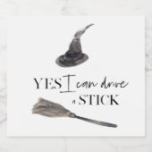 Yes I Can Drive A Stick Fun Happy Halloween Bierflaschenetikett (Einzelnes Label)