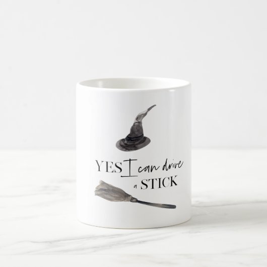 Yes I Can Drive A Stick Fun Happy Halloween Kaffeetasse (Mittel)