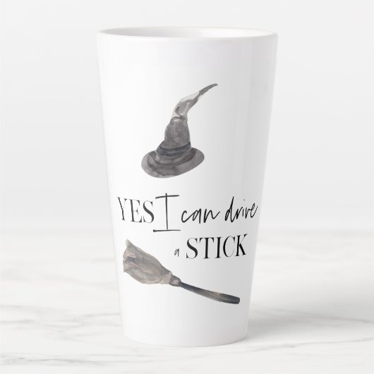Yes I Can Drive A Stick Fun Happy Halloween Milchtasse (Vorderseite)