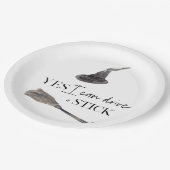 Yes I Can Drive A Stick Fun Happy Halloween Pappteller (Schrägansicht)