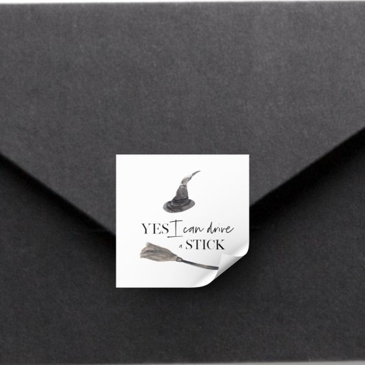 Yes I Can Drive A Stick Fun Happy Halloween Quadratischer Aufkleber