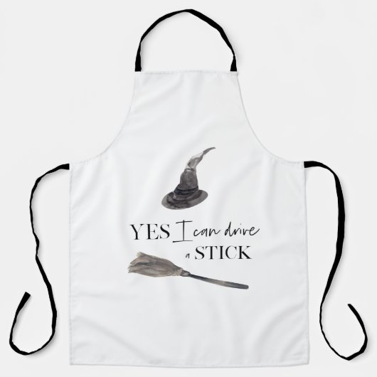 Yes I Can Drive A Stick Fun Happy Halloween Schürze (Vorderseite)