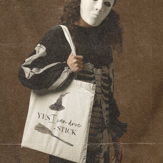 Yes I Can Drive A Stick Fun Happy Halloween Tragetasche