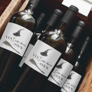 Yes I Can Drive A Stick Fun Happy Halloween Weinetikett