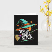Yes I Can Drive A Stick Funny Halloween Witch Gift Karte (Gelbe Blume)