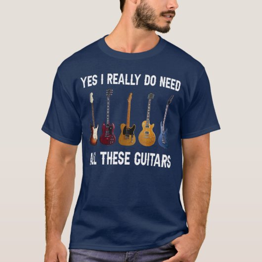 Yes I Really Do Need Allhese Guitars friends retro T-Shirt (Vorderseite)