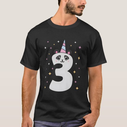 Yes I'M 3 Panda Themed 3Rd Py T-Shirt (Vorderseite)