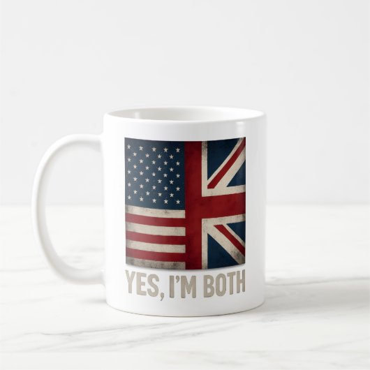 Yes I'm Both American British Flags Pride Kaffeetasse (Links)