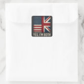 Yes I'm Both American British Flags Pride Quadratischer Aufkleber (Tasche)
