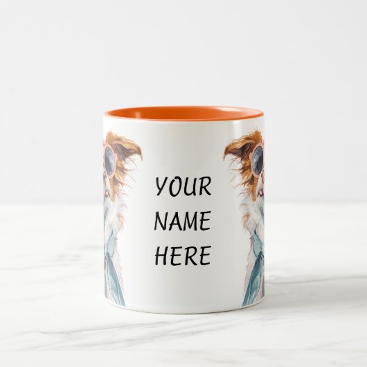 Yes, I'm Sassy – Whimsical Dog Face Zweifarbige Tasse (Mittel)
