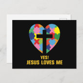 Yes, Jesus Loves Me Autism Heart Einladungspostkarte (Vorne/Hinten)