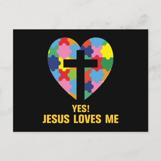 Yes, Jesus Loves Me Autism Heart Einladungspostkarte (Vorderseite)
