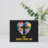 Yes, Jesus Loves Me Autism Heart Einladungspostkarte (Stehend Vorderseite)