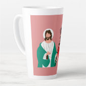 "Yes, Jesus Loves Me" Pink Large Latte Mug Milchtasse (Linke Ecke)