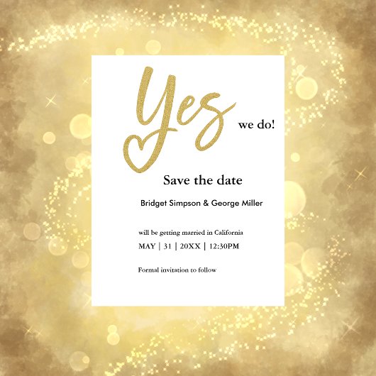 Yes We Do White Gold Hochzeit speichern Sie das Da