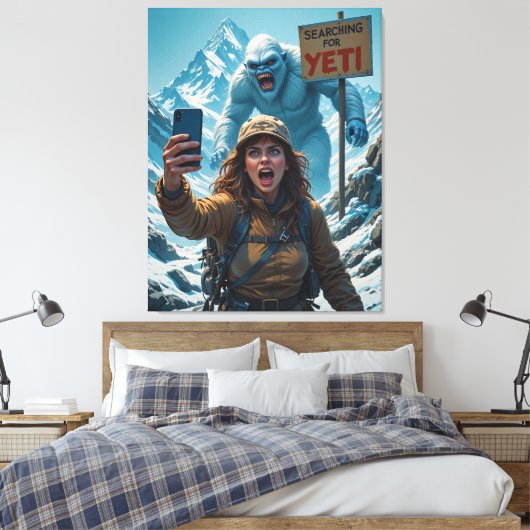 Yeti Bigfoot Sasquatch Selfie Mount Everest Leinwanddruck (Insitu (Schlafzimmer))