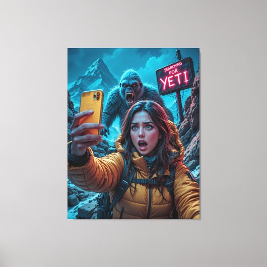 Yeti Bigfoot Sasquatch Selfie Mount Everest Neon Leinwanddruck (Vorderseite)