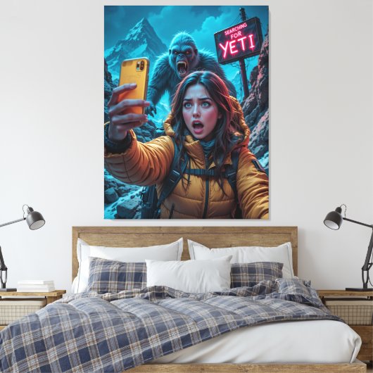 Yeti Bigfoot Sasquatch Selfie Mount Everest Neon Leinwanddruck (Insitu (Schlafzimmer))
