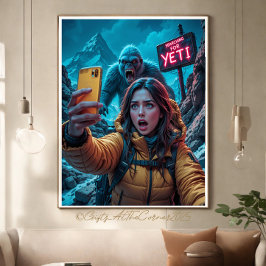 Yeti Bigfoot Sasquatch Selfie Mount Everest Neon Leinwanddruck
