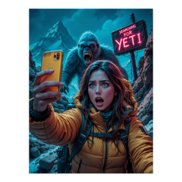 Yeti Bigfoot Sasquatch Selfie Mount Everest Neonli Poster