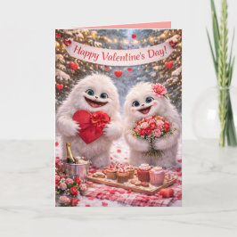 Yeti Couple Valentine's Day Card - Whimsical  Karte