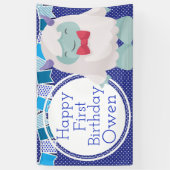 Yeti feiert Jungen abscheulichen Schneemann Geburt Banner (Vertikal)