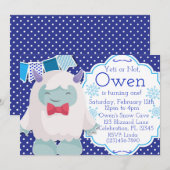 Yeti feiert Jungen abscheulichen Schneemann Geburt Einladung (Vorne/Hinten)