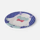 Yeti feiert Jungen abscheulichen Schneemann Geburt Pappteller (Schrägansicht)