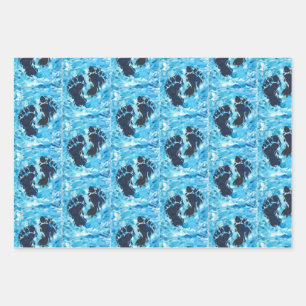 Yeti Foot Print Magnetkarte Geschenkpapier Set