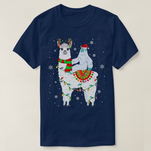 Yeti Lover Xmas Lights Santa Yati Riding Llama Chr T-Shirt (Design vorne)
