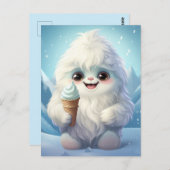 Yeti mit Eiscreme Postkarte (Vorne/Hinten)
