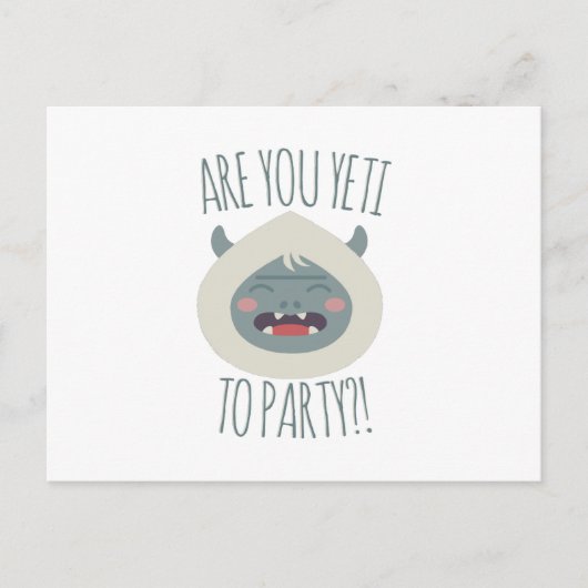 Yeti nach Party Einladungspostkarte (Vorderseite)