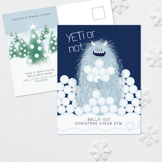 Yeti oder nicht - Weihnachtsfreude pur Feiertagspostkarte