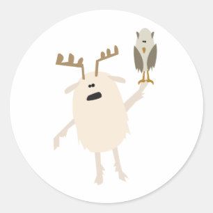 Yeti & Owl Runder Aufkleber