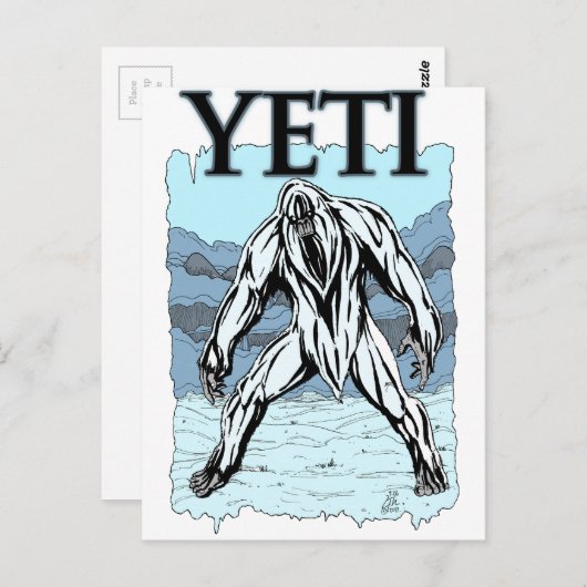 Yeti Postkarte (Vorne/Hinten)