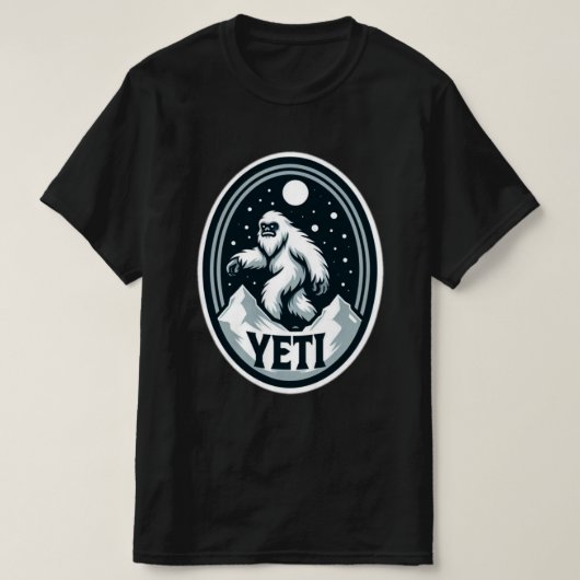 Yeti Reisen um Schneemberge T - Shirt (Design vorne)