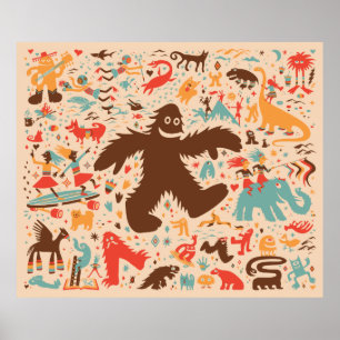 Yeti Romp Adventure Kids Print Poster