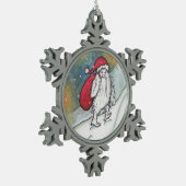 Yeti Sankt Schneeflocken Zinn-Ornament (Links)