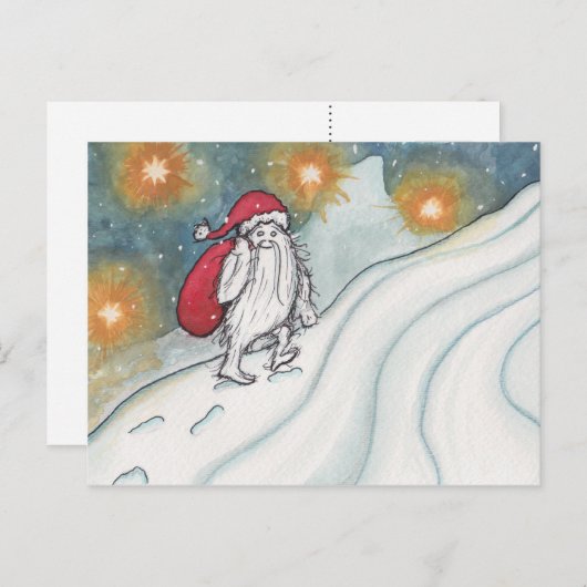 Yeti Santa Feiertagspostkarte (Vorne/Hinten)