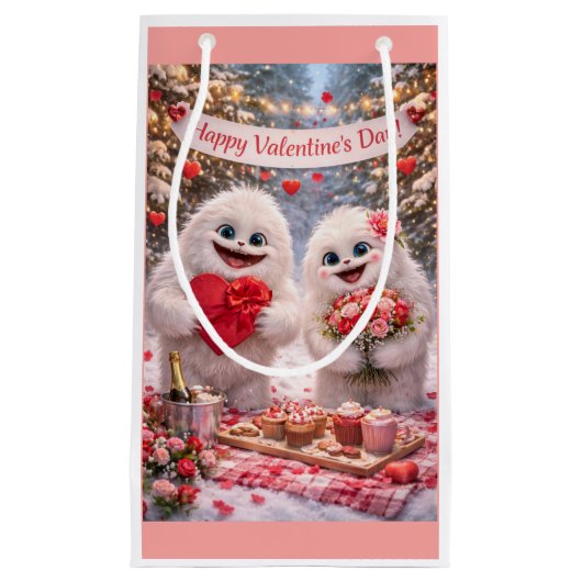 Yeti Sasquatch Couple Valentine's Day Gift Bag Kleine Geschenktüte (Vorderseite)