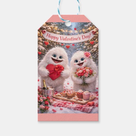 Yeti Sasquatch Couple Valentine's Day Gift Tag Geschenkanhänger (Vorderseite)