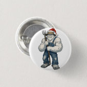 Yeti Schrecklicher Schneemann Bauer Lustiger Urlau Button (Vorne & Hinten)